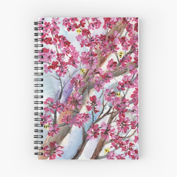 Item preview, Apple Blossoms with Yellow Honey Bees -  Pink,  Magenta  designed and sold by Smalltownart.