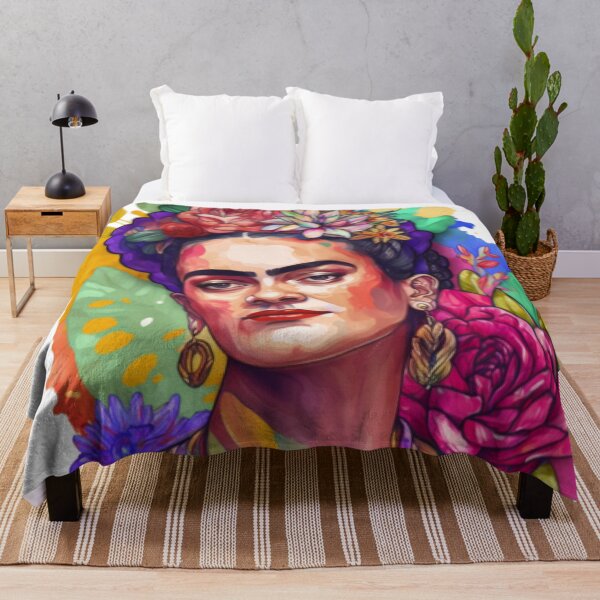 Item preview, Frida Portrait with Colorful Flowers designed and sold by miraclestudio.