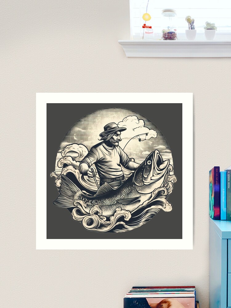 Vintage Fishing Design Art Print for Sale by CosmicScare10