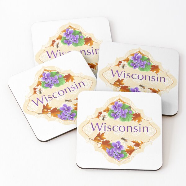 Item preview, Wisconsin State Pride| Wisconsin State Flower Wood Violet Honeybee Sugar Maple | US State Collection State Icon Illustration  designed and sold by JourneyHomeMade.