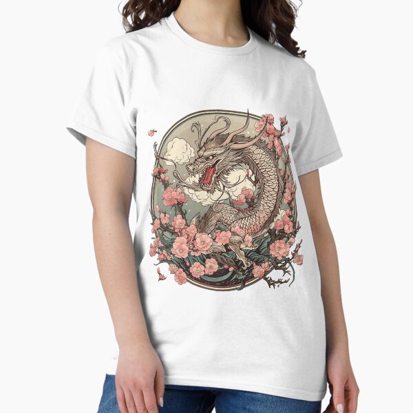 Aperçu de l'œuvre Fleurs de cerisier dragon japonais créée et vendue par unthinkabletees.