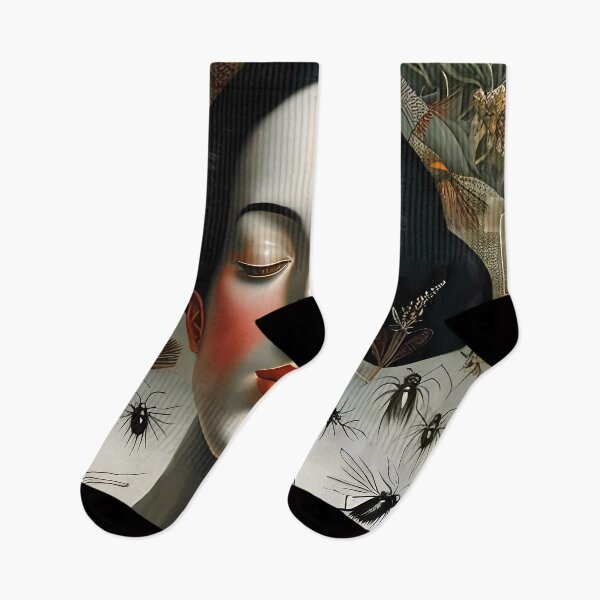 Item preview, The Beauty of Surrealism - A Woman with Porcelain Skin and a Swarm of Insects designed and sold by GalihDA.