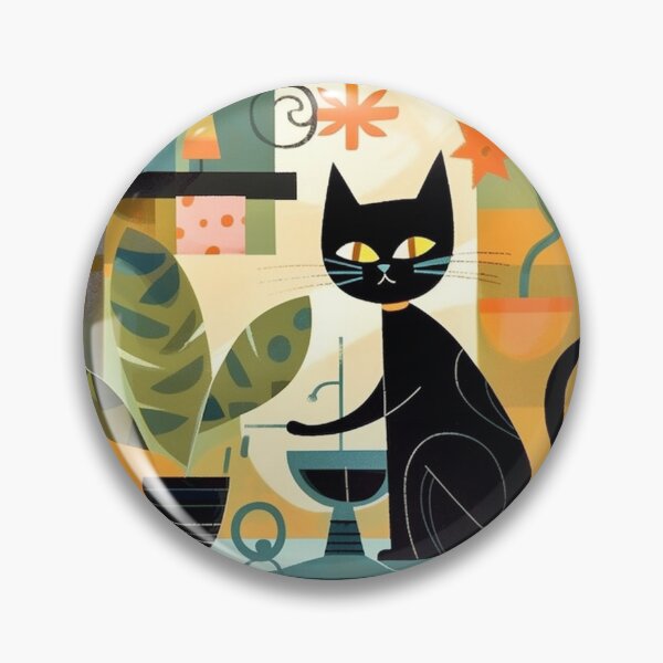 Item preview, Whimsical Black Cat Amongst Blended Flowers designed and sold by melbournedesign.