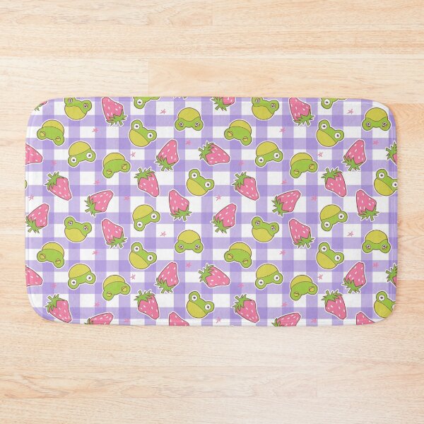 Item preview, Cottagecore Froggies and Strawberries on Purple Gingham designed and sold by Cass Noel Studio.