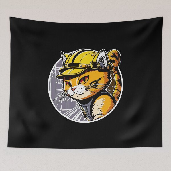 Item preview, The Determined Feline in a Yellow Hard Hat designed and sold by DHNY.