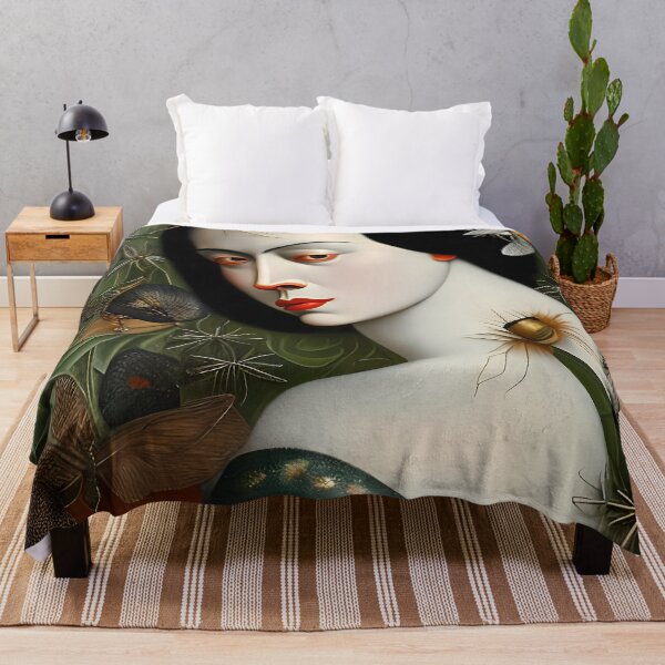 Item preview, The Surreal Allure of Insects - A Portrait of a Woman Embracing the Natural World designed and sold by GalihDA.