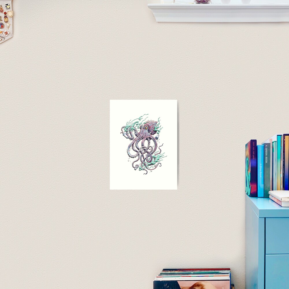 Octopus Tentacle Two-Tone Drawing Art Board Print for Sale by  SuspendedDreams