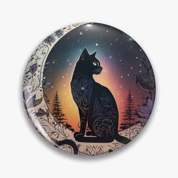 Item preview, Peaceful black Cat sitting on a crescent moon designed and sold by dudeseank.