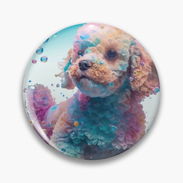 Artikelvorschau, Ein goldener Cavapoo-Welpe schwimmt in einer blauen Blase - Tiere in leuchtenden Farben entworfen und verkauft von GVRDesign.