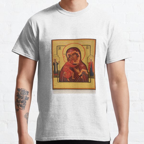 Russian Icon of the Mother of God Feodorowskaya with Saints Classic T-Shirt