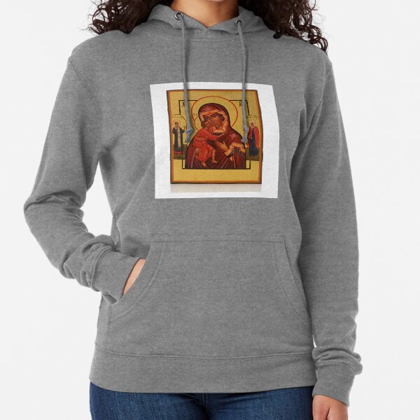 Russian Icon of the Mother of God Feodorowskaya with Saints Lightweight Hoodie