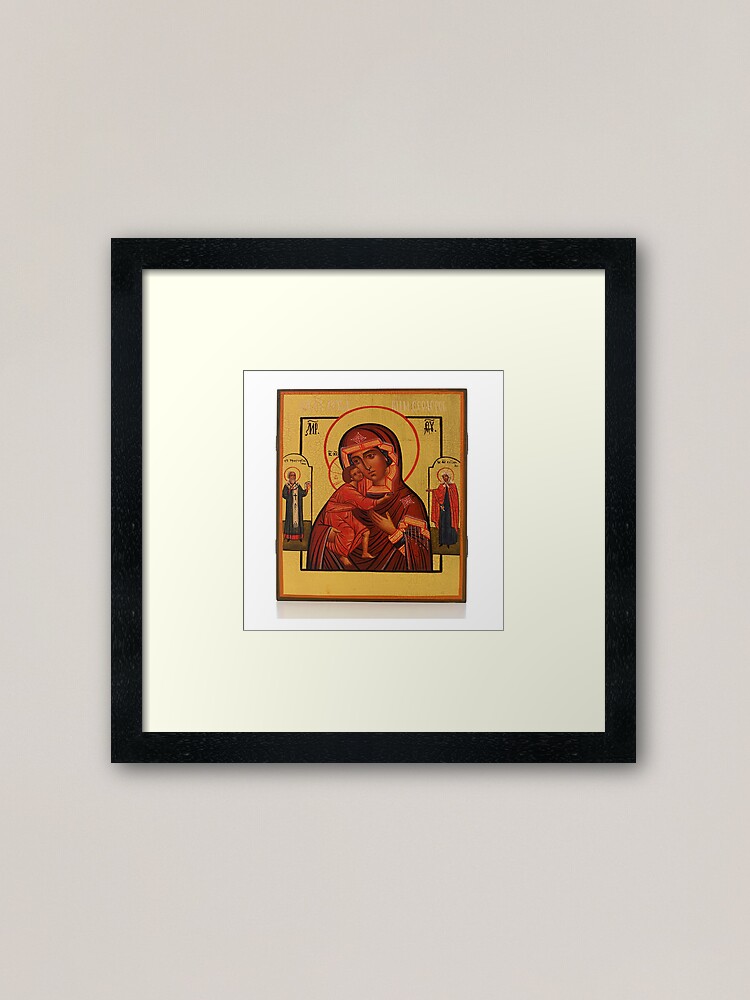 Alternate view of Russian Icon of the Mother of God Feodorowskaya with Saints Framed Art Print
