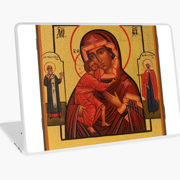 Russian Icon of the Mother of God Feodorowskaya with Saints Laptop Skin