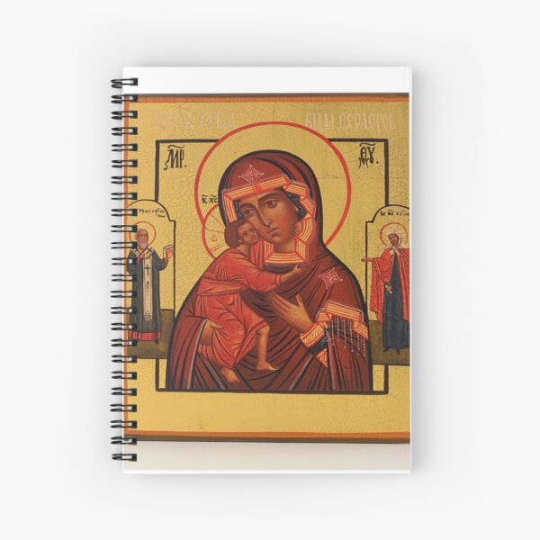 Russian Icon of the Mother of God Feodorowskaya with Saints Spiral Notebook