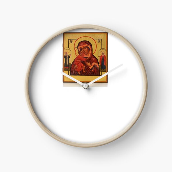 Russian Icon of the Mother of God Feodorowskaya with Saints Clock