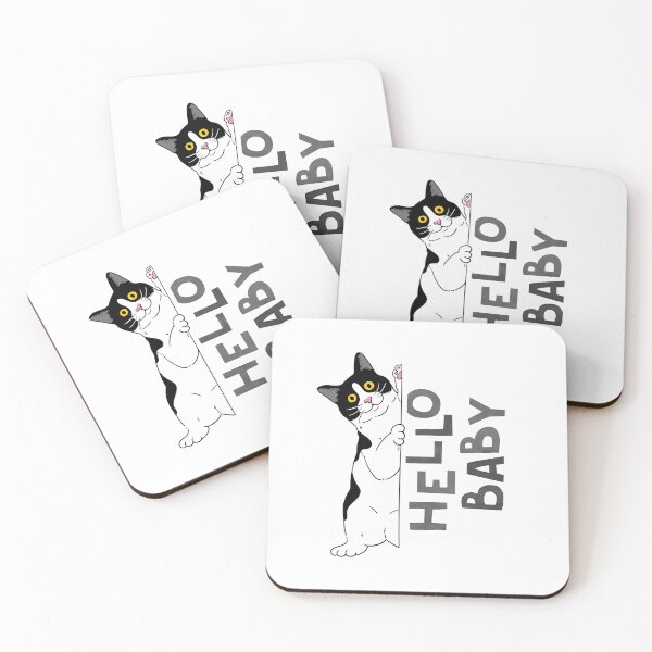 Item preview, black cat holding on, hello baby designed and sold by elatyaouishop.