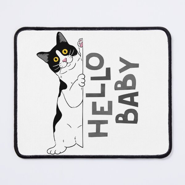 Item preview, black cat holding on, hello baby designed and sold by elatyaouishop.