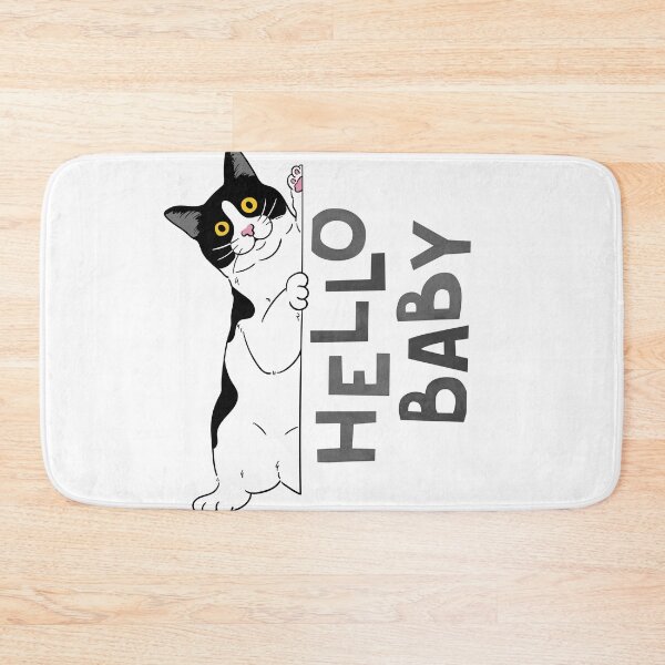 Item preview, black cat holding on, hello baby designed and sold by elatyaouishop.