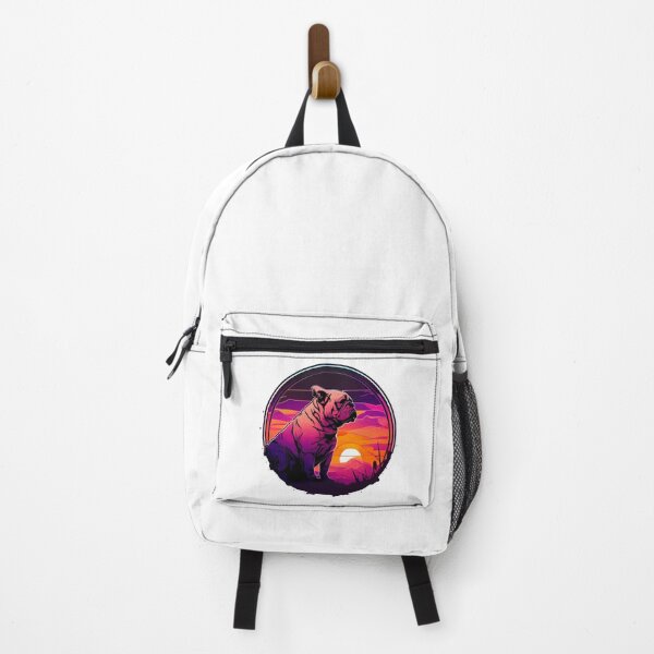 Item preview, Bulldog in sunset - Synthwave dog art designed and sold by WECreations.