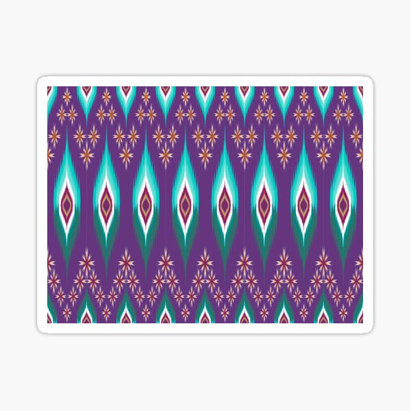 Item preview, Flowers and green leaves on purple background ikat style designed and sold by Muemai88.