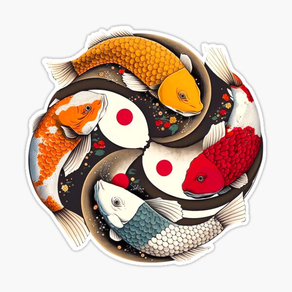 Koi Fish Badge Reel Holder Simple Fish Bowl Badge Hand Paint Yin Yang. Om  Nurselife Pratima, Atman Tiny Goldfish Pond ID Card Clip Japanese -   Canada