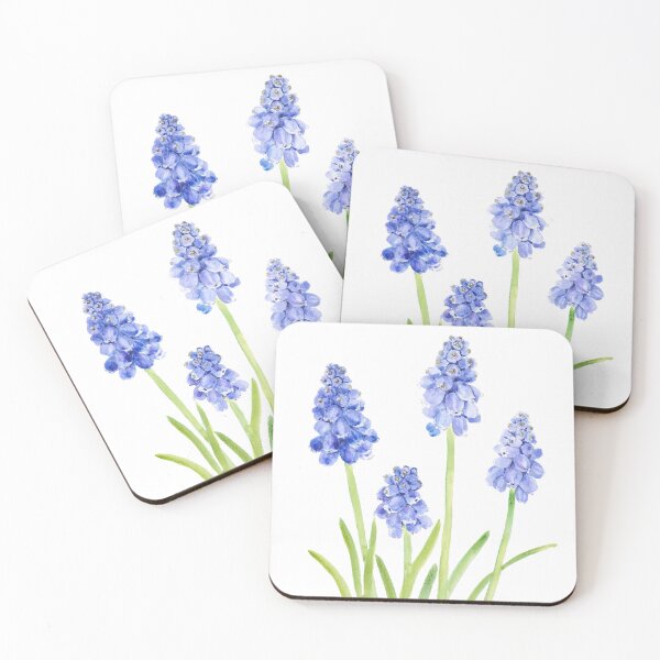 Item preview, blue grape hyacinth watercolor 2023 hand painted  designed and sold by ColorandColor.