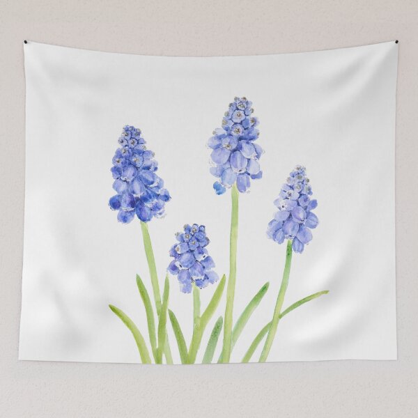 Item preview, blue grape hyacinth watercolor 2023 hand painted  designed and sold by SelenePaintings .