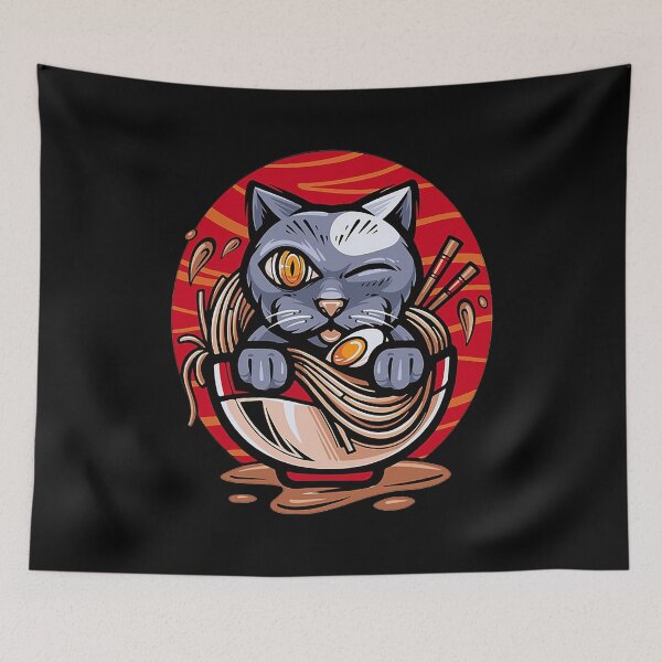 Item preview, cat eating spaghetti designed and sold by kelliefernandez.