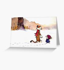 Calvin and Hobbes - Snow Tracks Greeting Card