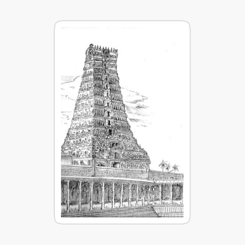 Madurai Meenakshi amman kovil temple vector illustration hand drawing south  India Madurai Stock Vector | Adobe Stock
