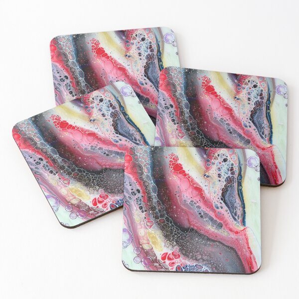 Item preview, "Tsubaki" Acrylic Pour Gradient Flow Cells Red designed and sold by Acrylic-Pink.