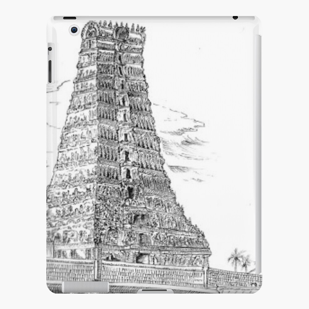 Madurai Meenakshi Amman Temple south India vector hand drawing illustration  Stock Vector | Adobe Stock