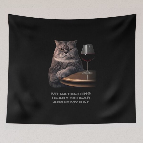 Item preview, Cat and wine designed and sold by Justsweetdesign.