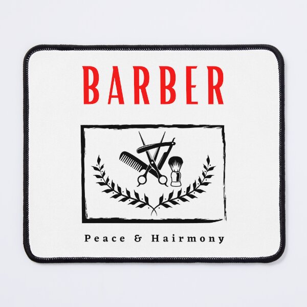 Item preview, Barber Peace and Hairmony funny motivational design designed and sold by DigitalMagShop.