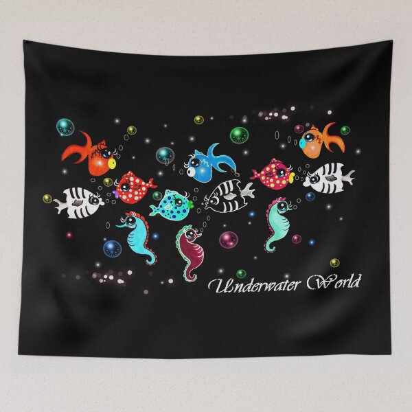 Item preview, Underwater world - Happy fishes and seahorses  designed and sold by Shirley cute art .