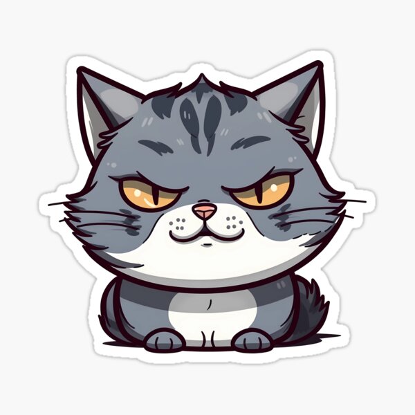 Cute Gray Kitty Cat Face Emoji - Angry Vinyl Decal Sticker – Shinobi  Stickers