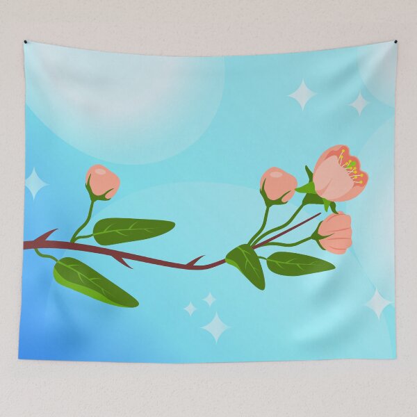 Item preview, Blue sky gradient composition with blooming spring branch designed and sold by CutieBlue.