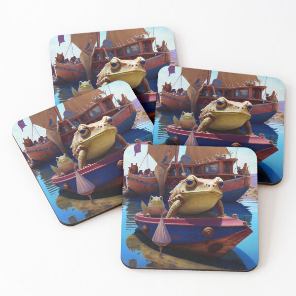 Item preview, Frogtail and Flotilla at Eggplant Harbor Digital Painting designed and sold by CodeAndColors.