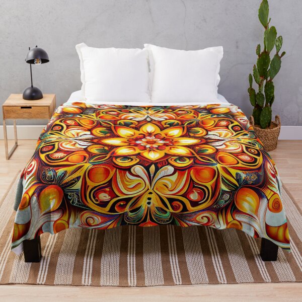 Artikelvorschau, Symmetrical Bright Floral Pattern Digital Painting entworfen und verkauft von CodeAndColors.