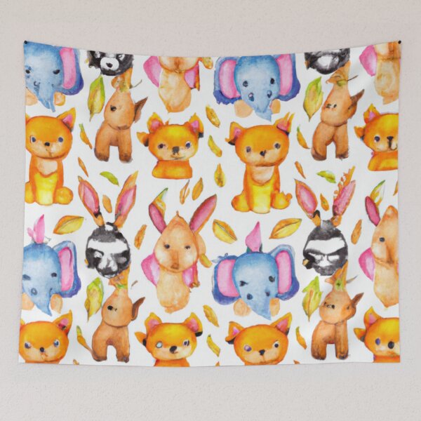 Item preview, Cute animal pattern - watercolor designed and sold by The Iconic Minimalist.