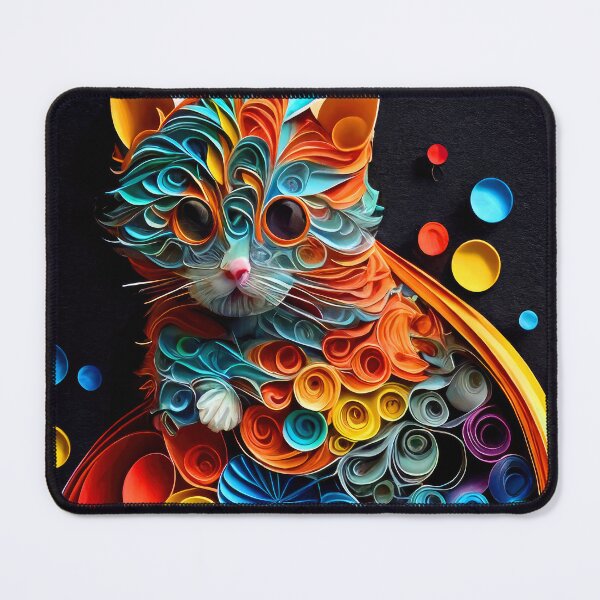 Item preview, Colorful paper poster of a baby kitten playing designed and sold by CanyonGarageArt.
