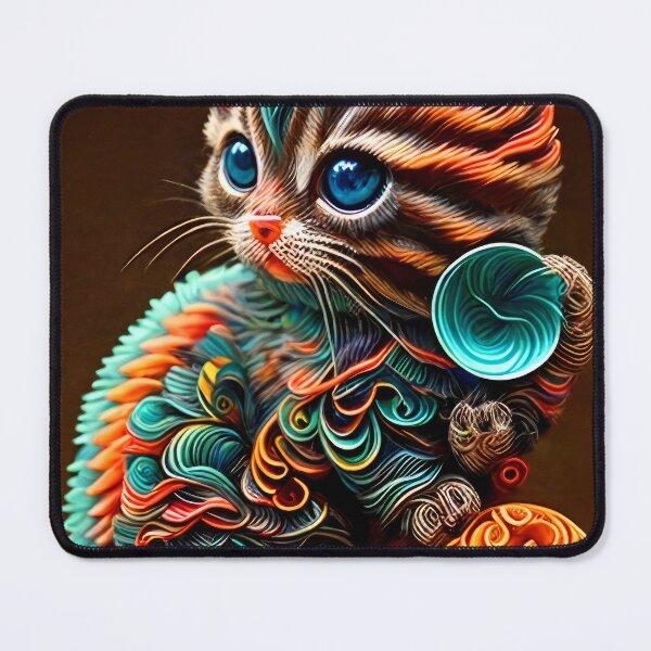 Item preview, Colorful paper poster of a baby kitten playing designed and sold by CanyonGarageArt.