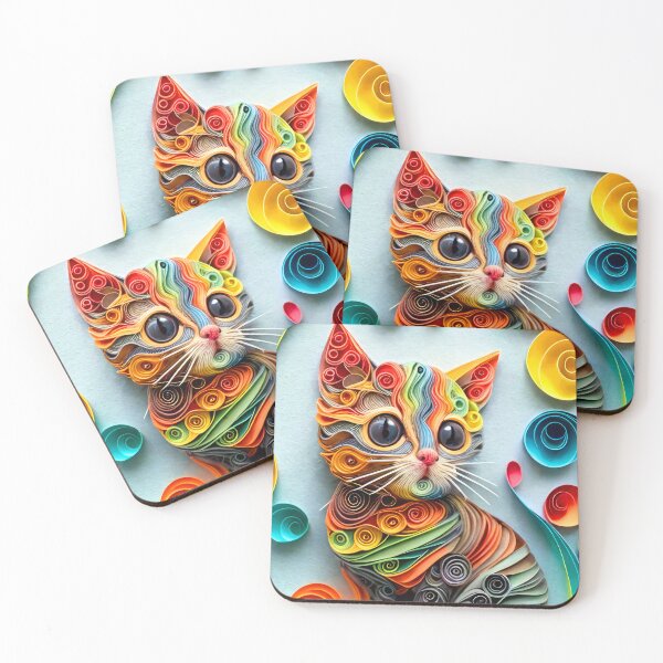 Item preview, Colorful paper poster of a baby kitten playing designed and sold by CanyonGarageArt.