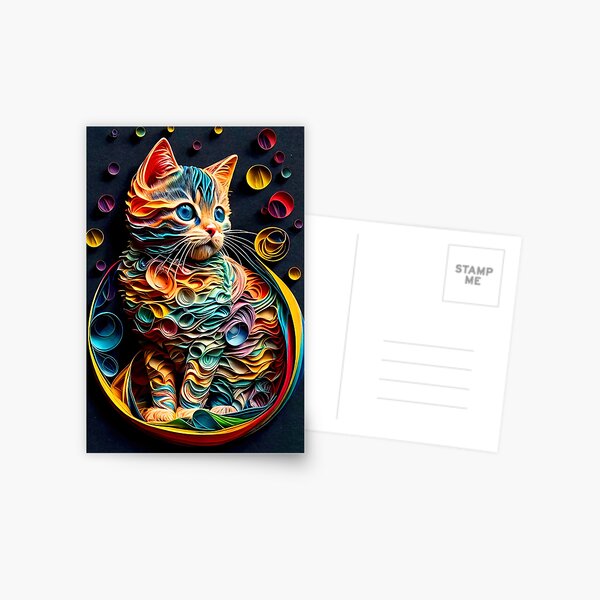 Item preview, Colorful paper poster of a baby kitten playing designed and sold by CanyonGarageArt.