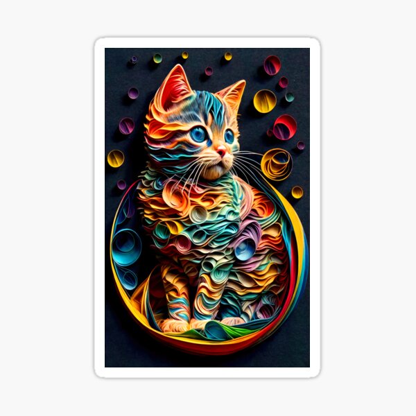 Artikel-Vorschau von Buntes Papierposter mit einem spielenden Kätzchen, designt und verkauft von CanyonGarageArt.