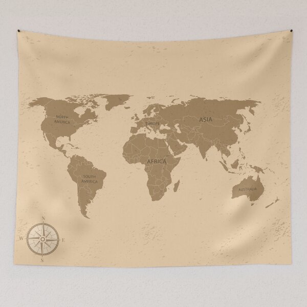 Item preview, Vintage World Map Design with Rusty Appearance designed and sold by MerakiAndArt.