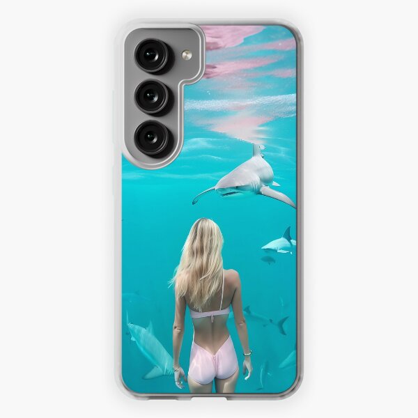 Woman Swimming with Sharks Samsung Galaxy Soft Case