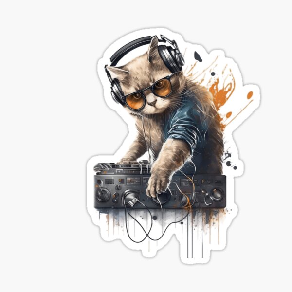 Funny Cute DJ Cat Sticker for Sale by Nextlevellife