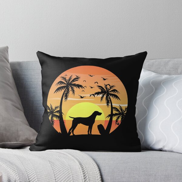 Item preview, German Shorthaired Pointer Dog Surfing Beach Sunset Palm Trees designed and sold by CuteDesigns1.