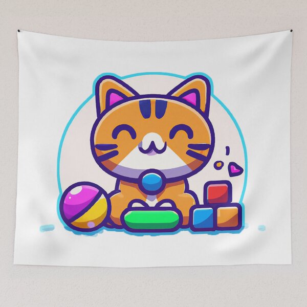 Aperçu de l'œuvre Chat Animal Chibi Mignon Avec Jouets 7 créée et vendue par mrbribe.
